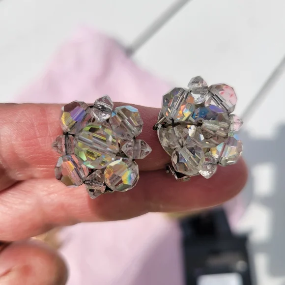 Clip-On Earrings ~ Vintage - Now ~ MCM Beaded Crystal & Current Rhinestone ~ 2pr - Picture 6 of 14